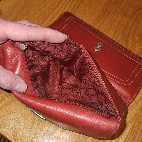 🌞NICE FOSSIL Pretty Red Leather Wallet - Picture 9 of 12